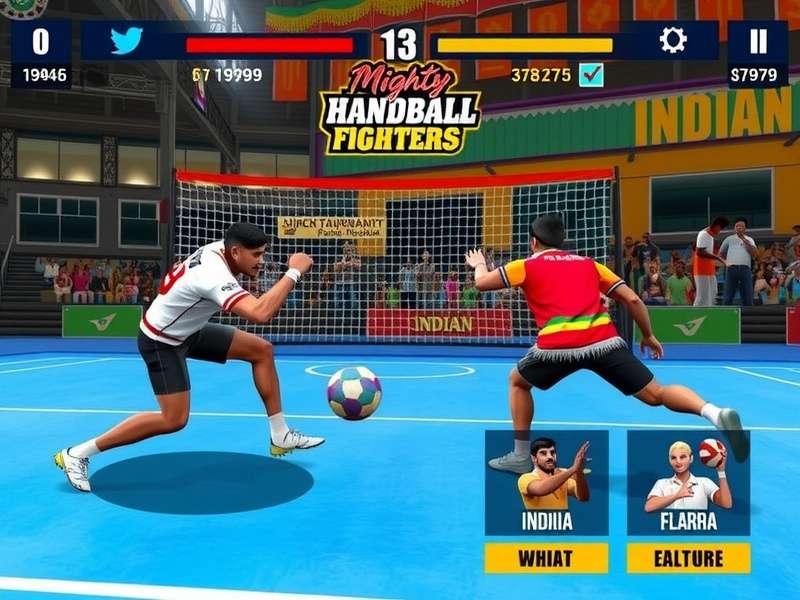 Mighty Handball Fighters Indian tournament event with festive decorations
